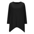 thumbnail image 5 of IROINNID Women Casual Round Neck 3/4 Sleeve Blouse Solid Color Loose Fit Tops Everyday Comfortable Soft Fabric Stylish Streetwear Versatile Wear(Black#3,2XL), 5 of 9