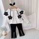 thumbnail image 3 of Qarigey Conjuntos de ropa de 2 piezas para niña, camisa blanca con estampado de manga larga de otoño, ropa superior, pantalones conjuntos de ropa Blanco 100cm, 3 of 6