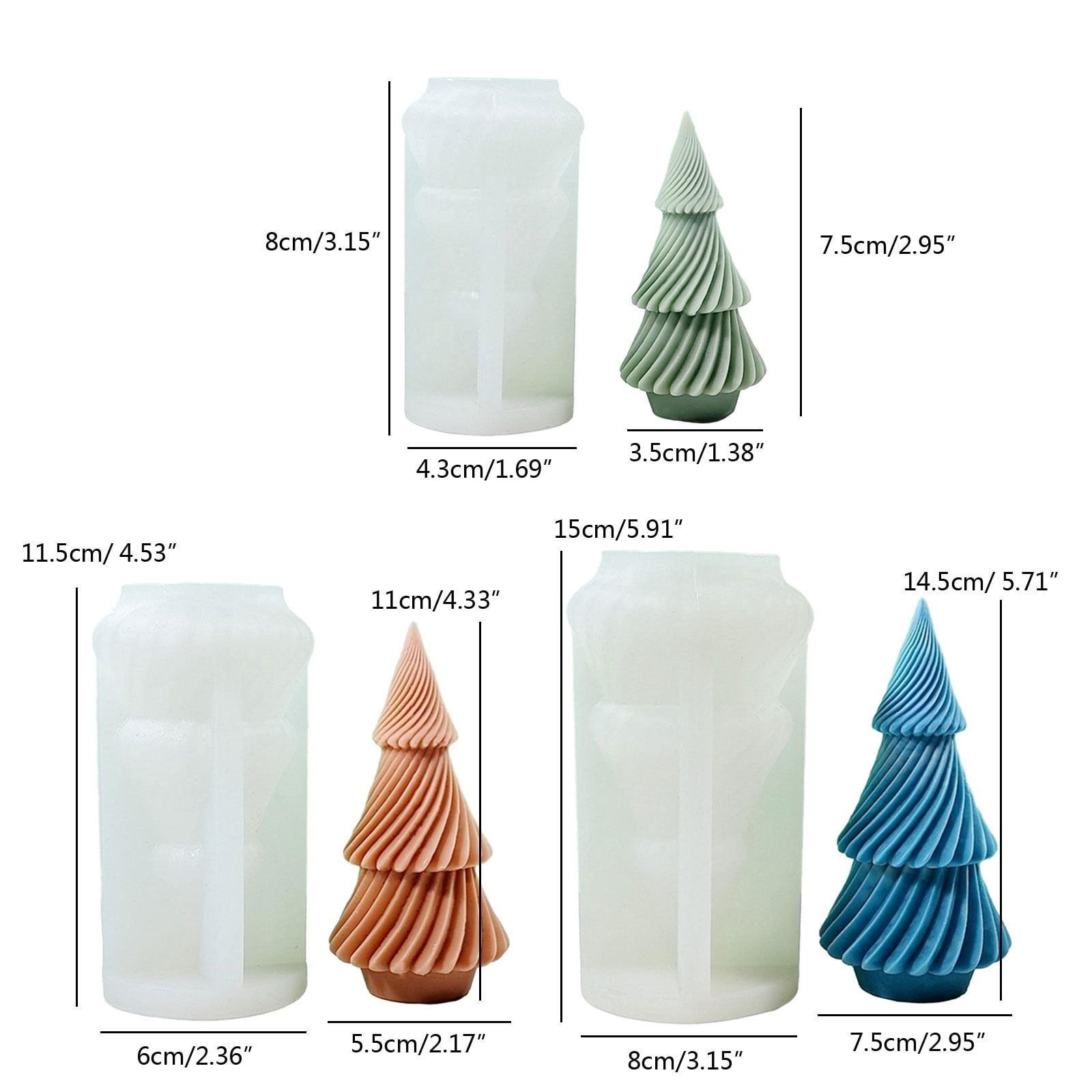 3D Christmas Tree Silicone Mold Aromatherapys Gypsum Soap Resin Cake Baking Molds Home Decor Festival Gifts