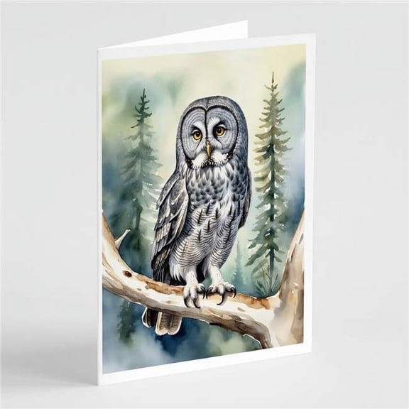 Carolines Treasures DAC7459GCA7P 5 x 7 in. Great Gray Owl Greeting Cards - Pack of 8