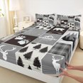 thumbnail image 3 of Homewish Safari Deer Queen Sheet Sets,Rustic Farmhouse Cabin Flat Sheet,Cute Bear Paws Queen Fitted Sheet For Teens Girls,Super Cozy Room Decor,4 Pieces, 3 of 7