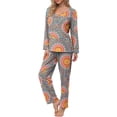 thumbnail image 3 of Anygrew Women's Pajama Sets 2 Piece Soft Lounge Outfits Pajamas for Women Long Sleeve Pleated Lounge Outfits and Long Pant With Pockets, 3 of 8