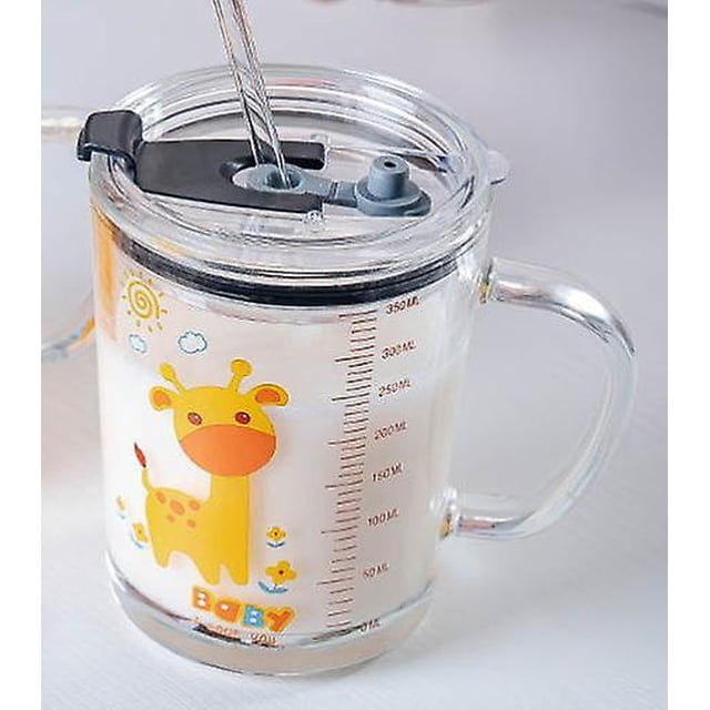 Taza para niños, leche, desayuno, pajita, vaso, leche, té, taza con W