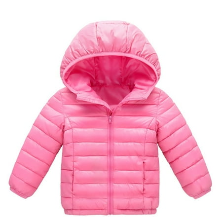 

EHTMSAK Infant Baby Boy Girls Zip Up Coat Toddler Child Fall Winter Hooded Padded Outerwear Thicken Long Sleeve Puffer Jacket Pink 18M-8Y 130
