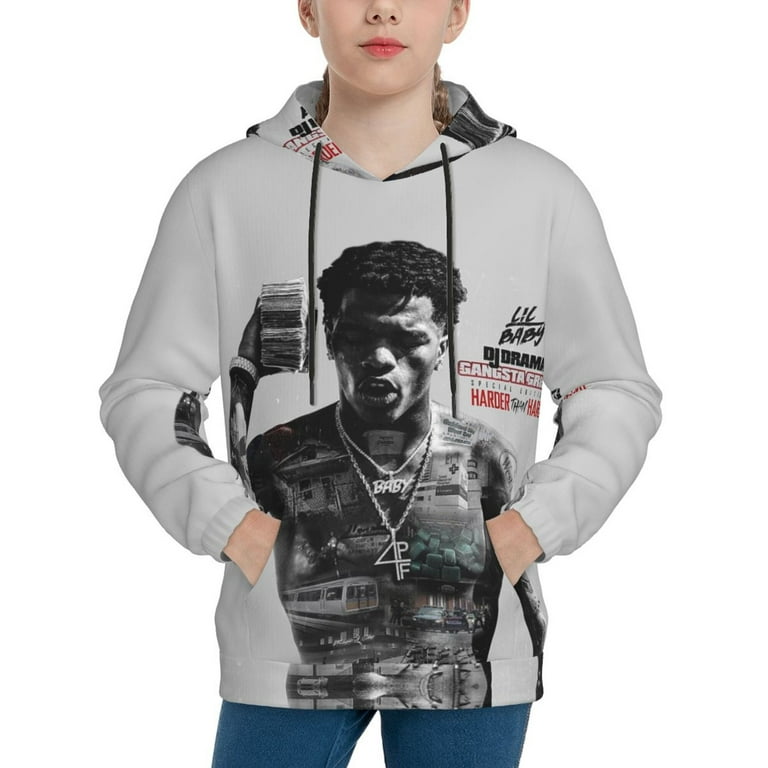 Lil Baby 4PF Kids Hoodie 3D Print Sweatshirt Soft Pullover Hooded with Big Pockets Fans Gifts for Boys or Girls Large