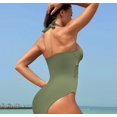 thumbnail image 2 of Women V Neck One Piece Swimsuit Wrapped Mesh Tummy Control Bathing Suit with Spaghetti Straps, 2 of 4