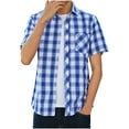 thumbnail image 2 of Shirts for Men, Xunlbb Men's Casual Check Button Lapel Fashion Long Sleeve Shirt on Clearance, 2 of 5