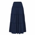 thumbnail image 2 of Tqcoqu Women's High Waist Smocked Ruffle Tiered Maxi Skirt Casual Flowy Long Skirt,Navy,Women's S-XL, 2 of 6