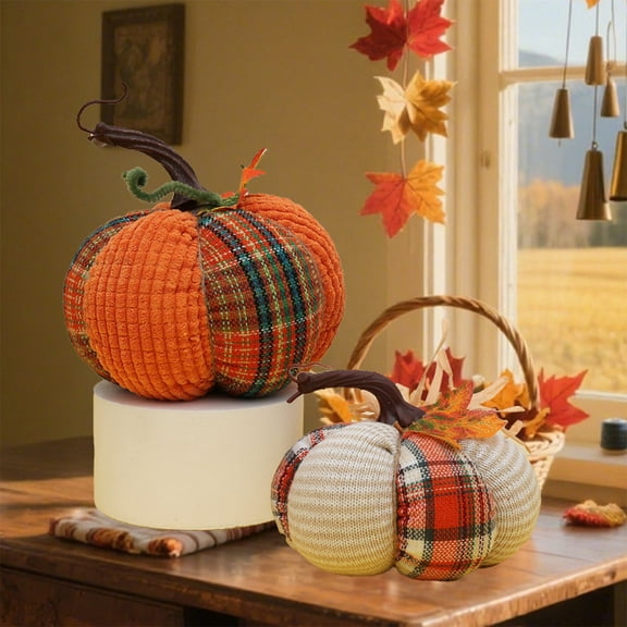 Leodye Mini Knit Pumpkins Fall Pumpkin Thanksgiving Small Fall Crochet Decorative for Autumn Rustic Farmhouse Harvest Decoration