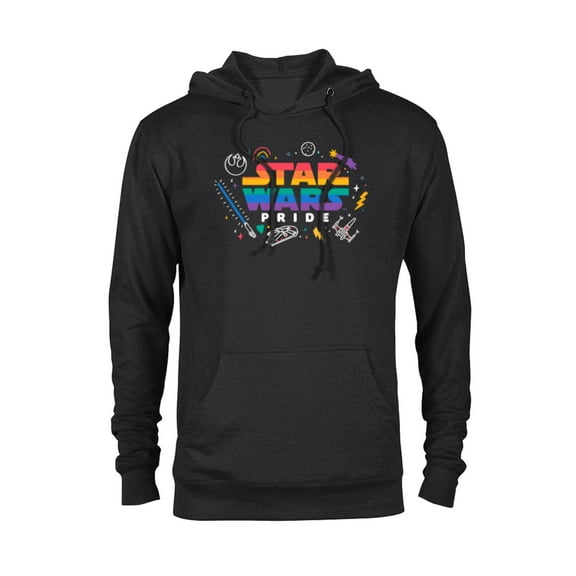 Star Wars Pride Rainbow Logo with Galactic Doodles - Pullover Hoodie for Adults - Customized-Black