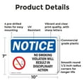 thumbnail image 2 of (2 Pack) No Smoking Violation Disciplinary Action OSHA Notice Sign 10 Inch X 7 Inch Plastic Sign, Weather Resistant, UV Protected for Workplace, Business, and Construction Site, Made in, 2 of 8