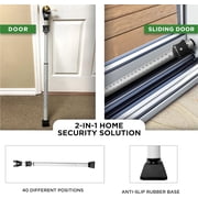 Door Stopper Security Bar with Alarm, 2-in-1 Adjustable Steel Sliding Door Bar, White, 300 lbs of Force, by Guard Dog Security