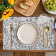 thumbnail image 4 of Blue Flowers Placemats Set of 8, Retro Rustic Botanical Floral Leaves Vines Placemats for Dining Table, Place Mats for Kitchen Tabletop, Waterproof Wipeable Dining Table Mats Set, 4 of 9