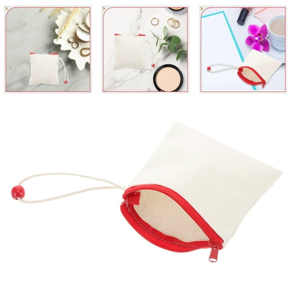 AURARMLET 4Pcs Small Coin Pouch Canvas Cloth Red for Storing Coins Women Travel