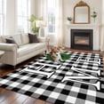 thumbnail image 2 of Black White Checkered Area Rugs 5'x7', Washable Small Throw Rugs for Laundry Room Playroom, Farmhouse Buffalo Plaid Botanical Indoor Outdoor Rug Non-Slip Low Pile Carpet Runner Reversible Floor Mats, 2 of 8