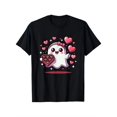 thumbnail image 2 of Camiseta de San Valentín con un fantasma, corazones y chocolate. 100 % algodón. Cuello redondo. Camisetas de San Valentín. Camiseta gráfica para hombre. Regalo para familiares y amigos., 2 of 8
