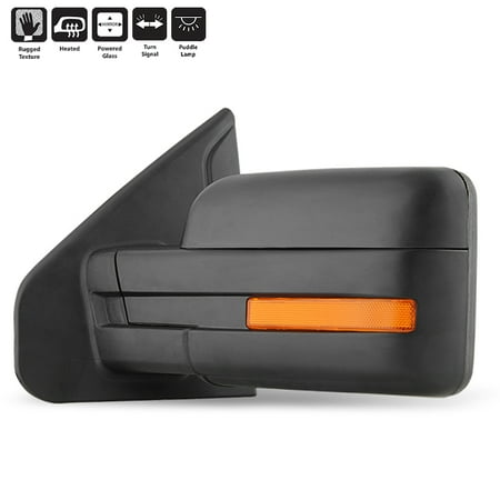 - Fit 2007-2014 Ford F150 Power Heated Puddle LED Signal Driver Left Side Mirror