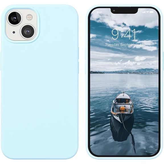 iPhone 13 Case iPhone 13 Phone Case Liquid Silicone Gel Rubber Cases Slim Anti-Scratch Soft Microfiber Lining Full Shockproof Protective Girls Women Cover for iPhone 13 6.1", Baby Blue