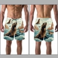 thumbnail image 3 of luoweisi Men's Beach Shorts Quick Dry Swim Trunks with Mesh Lining Sea Lion 2XL, 3 of 5