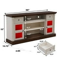 thumbnail image 2 of AENKYO 66" Farmhouse TV Stand with RGB LED Lights, Adjustable Shelves & Glass Doors for TVs up to 70in, Antique White, 2 of 8