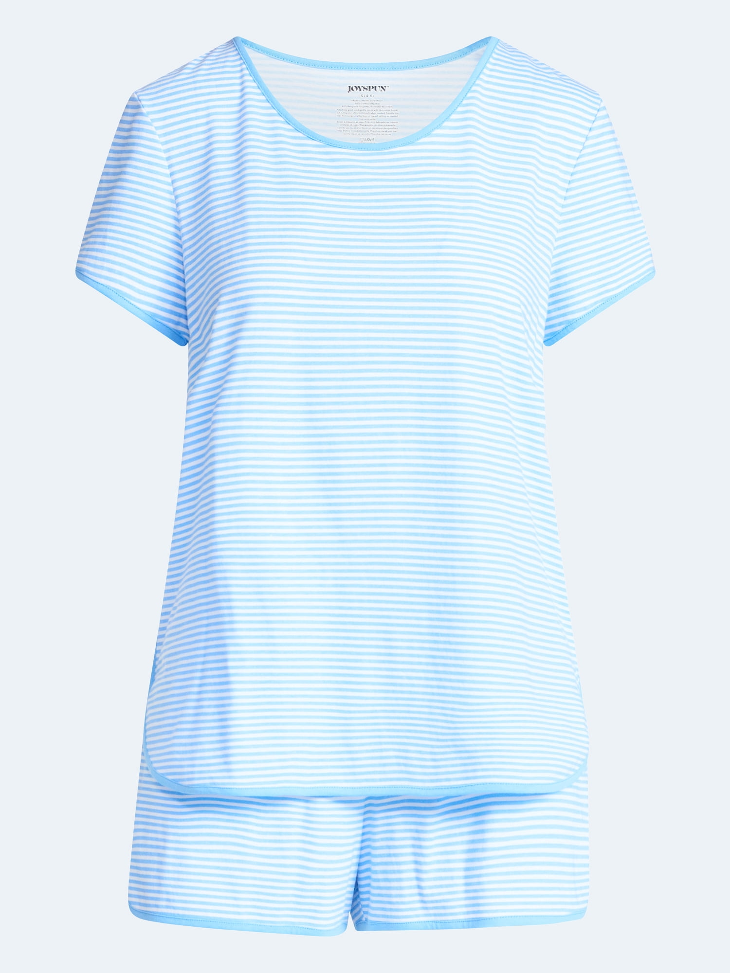 Joyspun Women's Lightweight Short Sleeve Sleep Tee and Shorts Set, 2-Piece, Sizes XS-3X