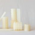 thumbnail image 2 of Creative Co-Op Hobnail Taper Candles in Box, Cream, Set of 2, 2 of 4