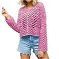 thumbnail image 2 of POROPL Women's Sweaters Long Sleeve V-Neck Sweater Oversized Hollow Knitted Size S-XL, 2 of 6