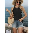 thumbnail image 5 of Tank Top for Women Loose Fit High Neck Sleeveless Halter Tops Casual Eyelet Summer Flowy Shirts Blouse Black XL, 5 of 8