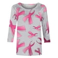 thumbnail image 4 of Abomasnow Breast Cancer Shirts for Women Casual 3/4 Sleeve Crew Neck Breast Cancer Awareness T-Shirts Pink Ribbon Graphics Breast Cancer Survivor Tees, 4 of 5