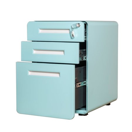 Pemberly Row 3 Drawer Mobile File Cabinet With Anti Tilt In Aqua Walmart Canada