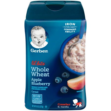 Gerber Lil' Bits Whole Wheat Apple Blueberry Baby Cereal, 8 oz. (Pack of 6)