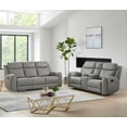 thumbnail image 2 of Roundhill Furniture Wesley 2-Piece Transitional Living Room Reclining Set, Sofa and Loveseat, Gray, 2 of 14