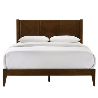 Omax Decor Haven Wooden Queen size Platform Bed in Walnut Finish