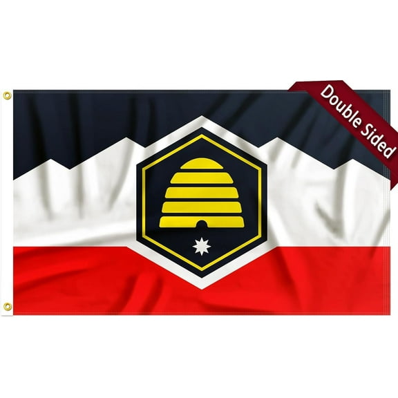 FLAGWIN New Utah Flag 3x5 FT - 3 Ply Double Sided Polyester New Utah State Flag with Brass Grommets - Vivid Color and Fade Proof State of New Utah Flag 3x5 Outdoor