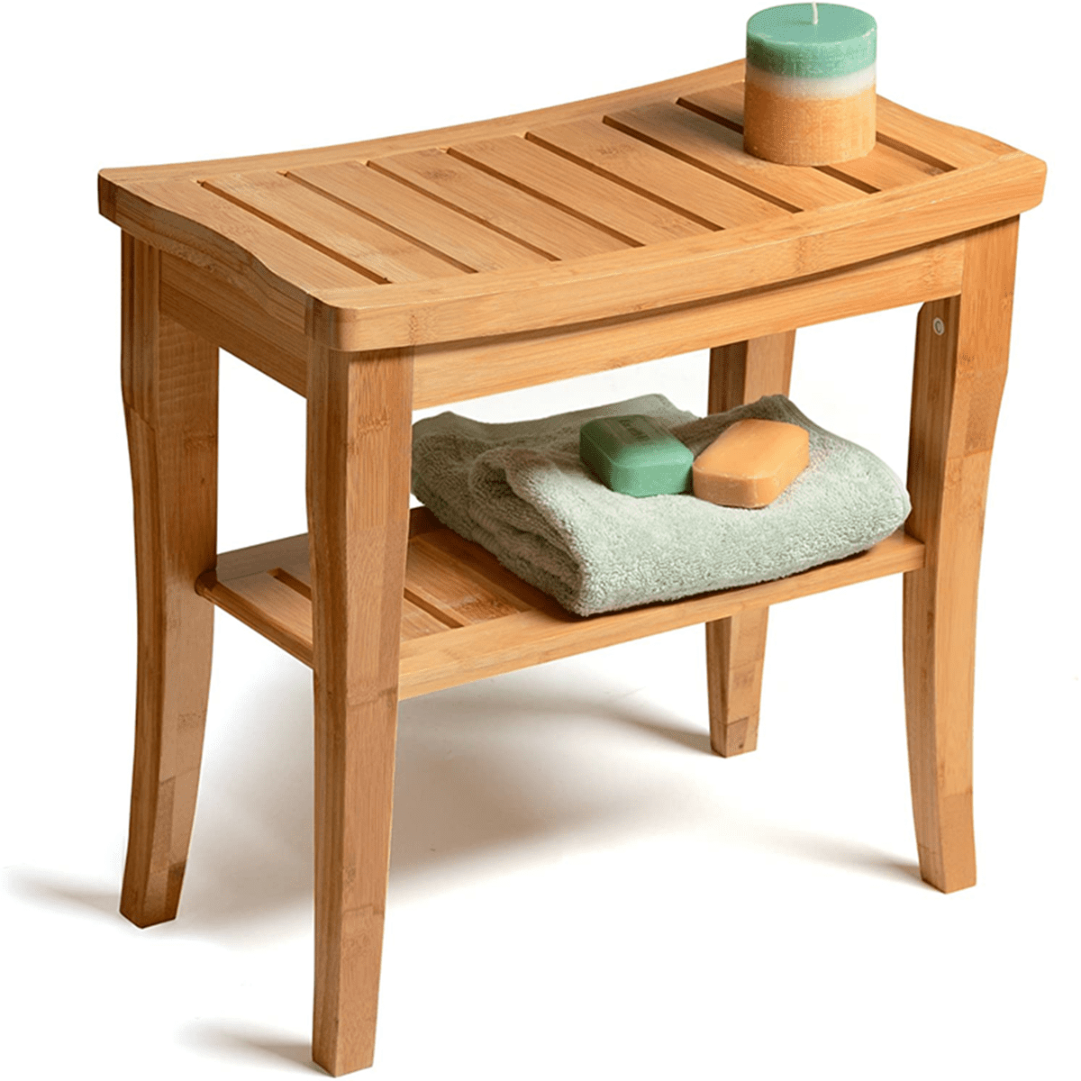19inch Waterproof Bamboo Shower Bench, Spa Bath Seat Stool