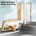 thumbnail image 6 of Dteck for Samsung Galaxy Z Fold 6 2024 Case with Built in Screen Protector, Aluminum Alloy Kickstand Case with Pen, Removable Hinge Protection Holder Full Body Protective Cover,Silver + Dark Gold, 6 of 7