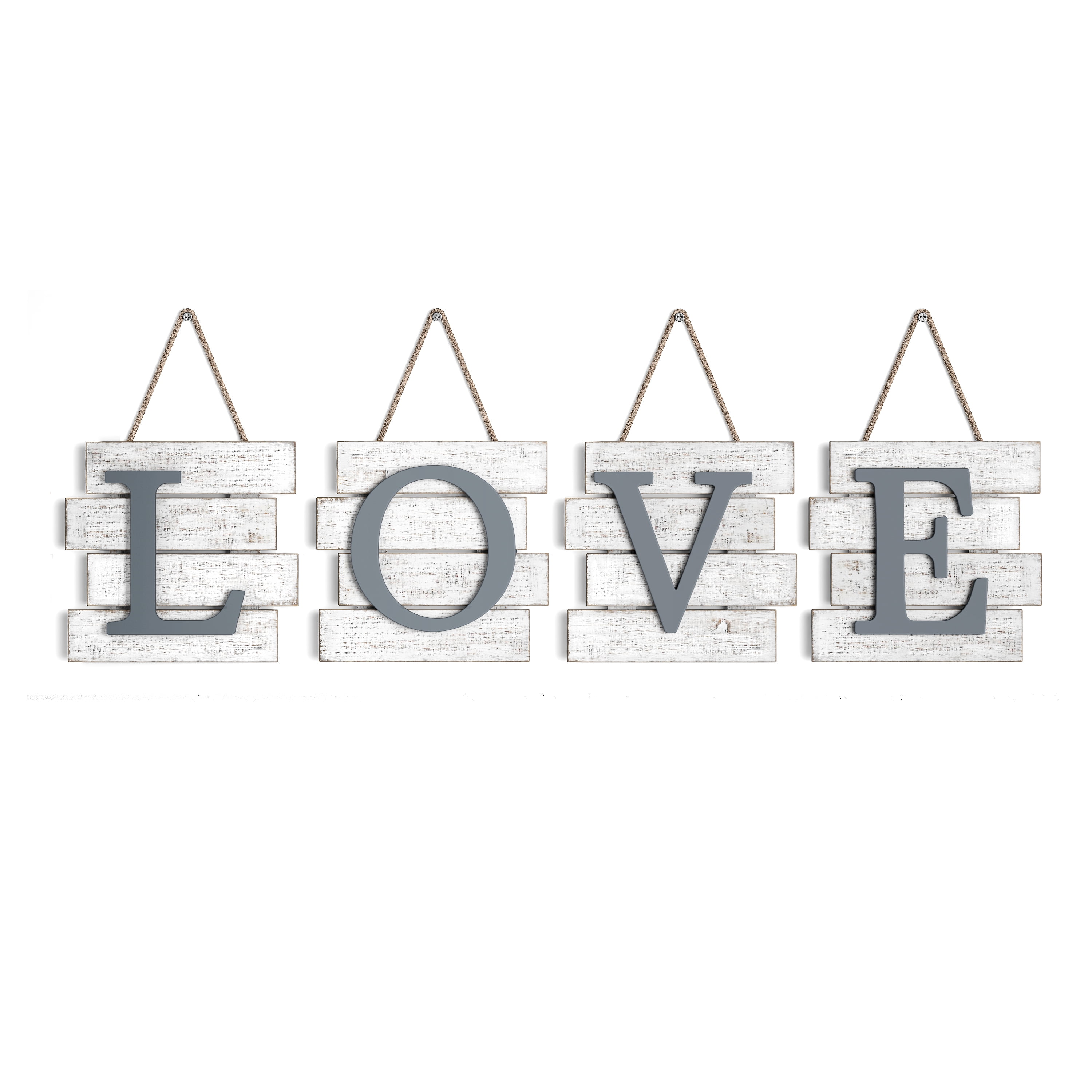 Barnyard Designs Love Wall Tile Sign, Distressed Rustic Farmhouse Wood