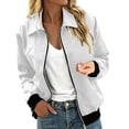 thumbnail image 2 of TGSLY Women's Bomber Jacket Lightweight Collared Zip Up Long Sleeve Cardigan Coat Relaxed Casual Solid Color Fall Outerwear with Pockets XL, 2 of 9