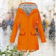 thumbnail image 2 of Long Sleeved Hooded Casual Jacket Women's Long Hooded Rain Jacket Outdoor Raincoat Windbreaker Raincoat Women Waterproof Long Hooded Lined Trench Coats Lined Travel Jacket Active with Pockets, 2 of 5