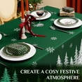 thumbnail image 3 of Christmas Tablecloth Rectangle 60x102 Inch, Winter Xmas Trees Green Table Cloth, Stain Resistant Farmhouse Fabric Table Cover for Holiday, Dinner, Party, 3 of 6