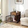 thumbnail image 2 of JJUN Dog Crate End Table with Charging Station, Small Dog Kennel Furniture with Drawer, Chew-Resistant Metal Tube, Lockable Door, Indoor Pet Cage Side Table for Small Dogs, Rustic Brown, 2 of 9
