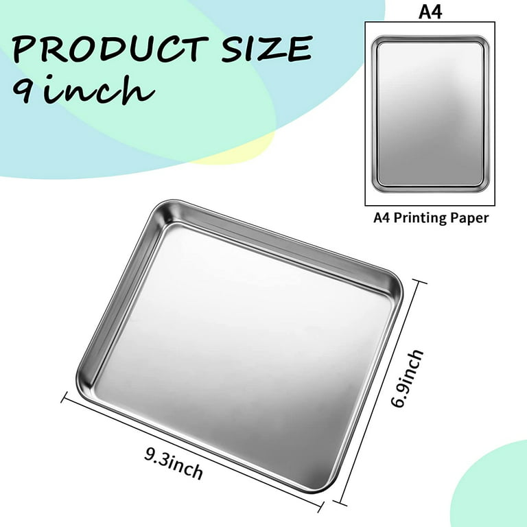 Suice 11 x 9 & 9 x 6.5 Inch Non Stick Toaster Oven Pan 2 Packs, Small  Baking Tray Set Carbon Steel Cookie Sheet Mini Baking Pan for Home Bakery