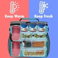 thumbnail image 3 of OPUX Insulated Lunch Box for Men Women Kids, Leakproof Reusable Lunch Bag Cooler for Work School Office, Soft Thermal Lunchbox Tote Shoulder Strap for Boys Girls Adults, Heather Sea Blue, 18 Can/10L, 3 of 9