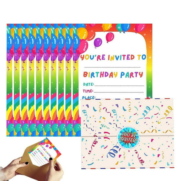Invitaciones para fiestas AIXING, 36 tarjetas de invitación para fiestas de cumpleaños con pegatinas, patrón de confeti, juego de tarjetas de invitación para niños para fiestas de cumpleaños, fiestas