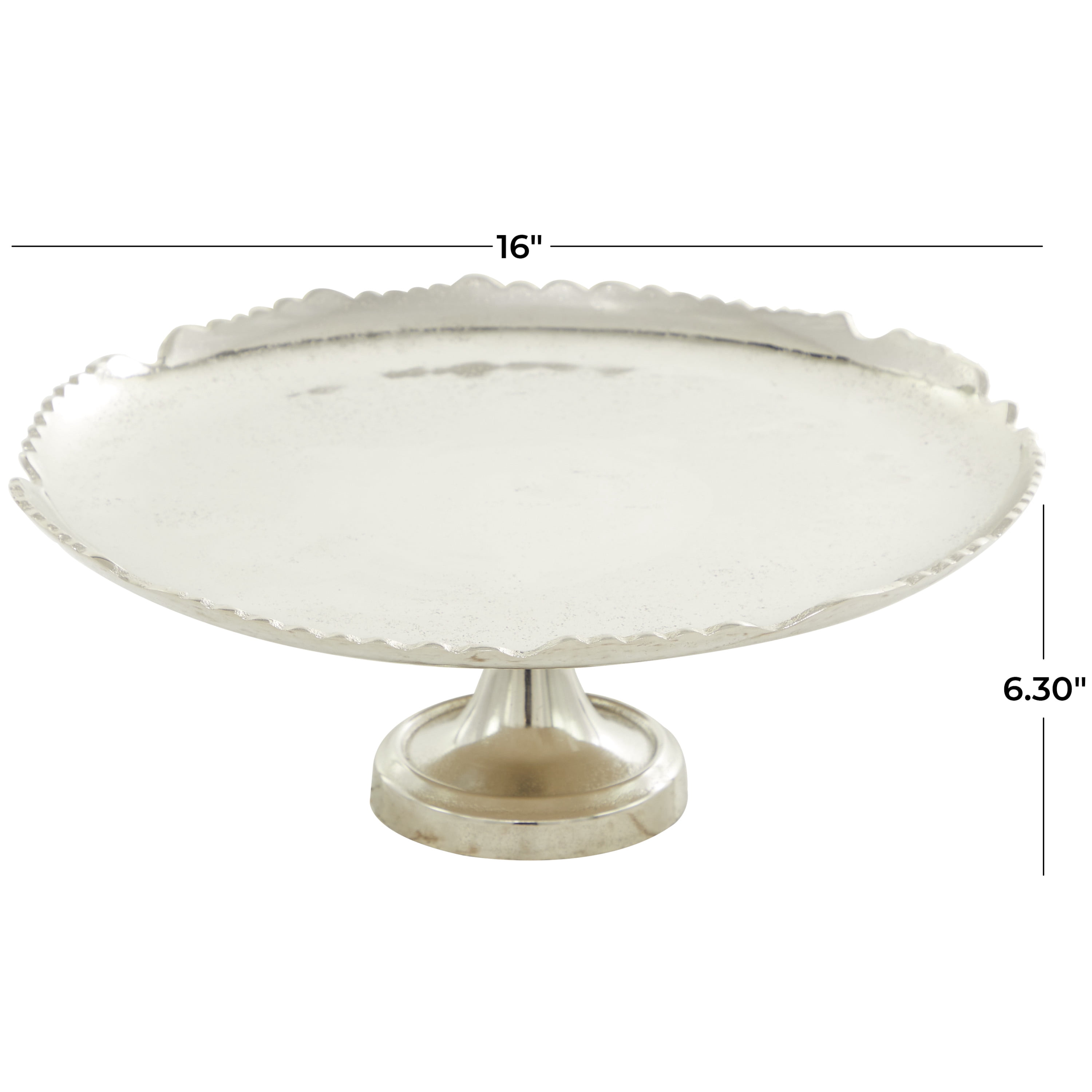 CosmoLiving by Cosmopolitan 16" x 6" Silver Aluminum Decorative Stand with Pedestal Base, 1-Piece