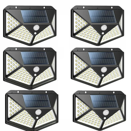 

Solar Lights Outdoor - Motion Sensor Security Lights 100LED Uibetux IP65 Waterproof Solar Powered Wireless Fence Lights with 270° Wide Angle 3 Lighting Mode for Wall Garden Patio Garage (6 Pack)