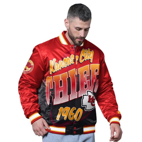 Men's Starter Red Kansas City Chiefs Pass Rush Varsity Full-Snap Jacket