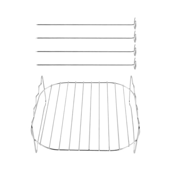 Stainless Steel Grill Rack with Skewers, Barbecue Cooking Accessory for Outdoor Grilling and Camping, 1 Set