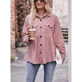 thumbnail image 3 of Arvbitana Women's Corduroy Button Shirt Solid Color Long Sleeve Ruffle Hem Blouse Ladies Casual Loose Tops with Pockets for Work Streetwear, 3 of 6