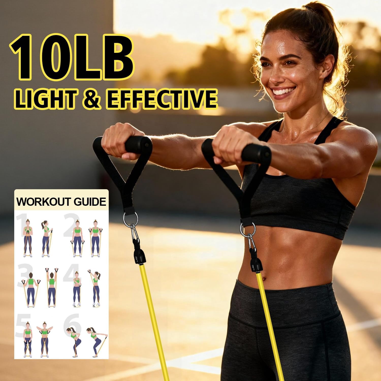 JJEAN-Resistance Bands Set with Handles - Exercise Bands Home Gym Strength Training Equipment, Includes Door Anchor & Ankle Straps for Full Body Workout Bands, Physical Therapy